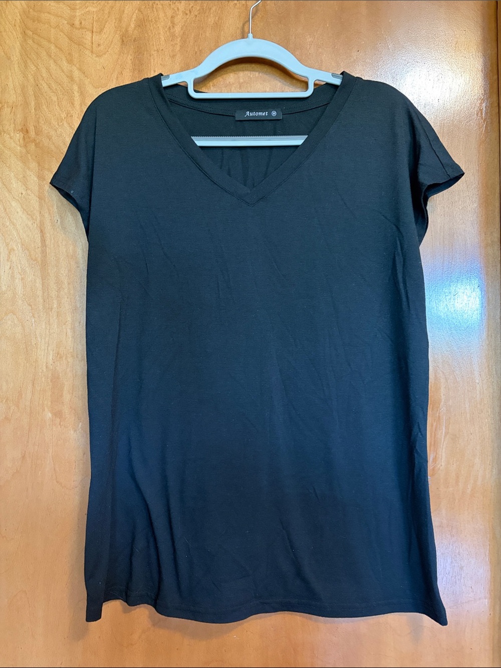 Black V-Neck Short Sleeve Women's Top